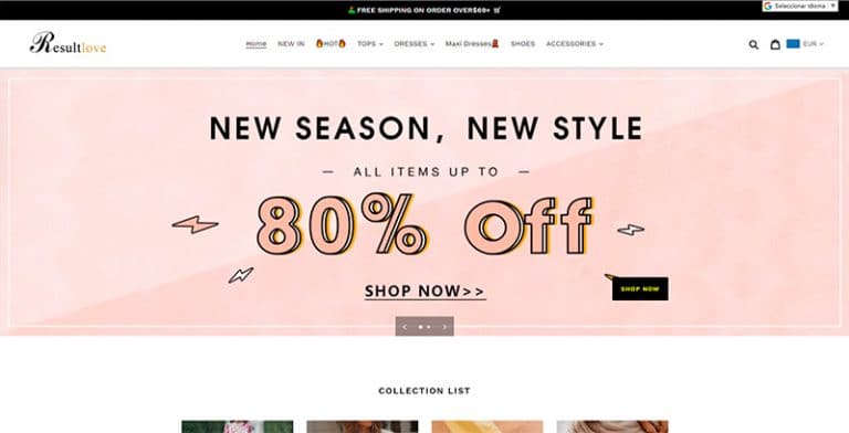 resultlove.com tienda online dudosa online moda mujer