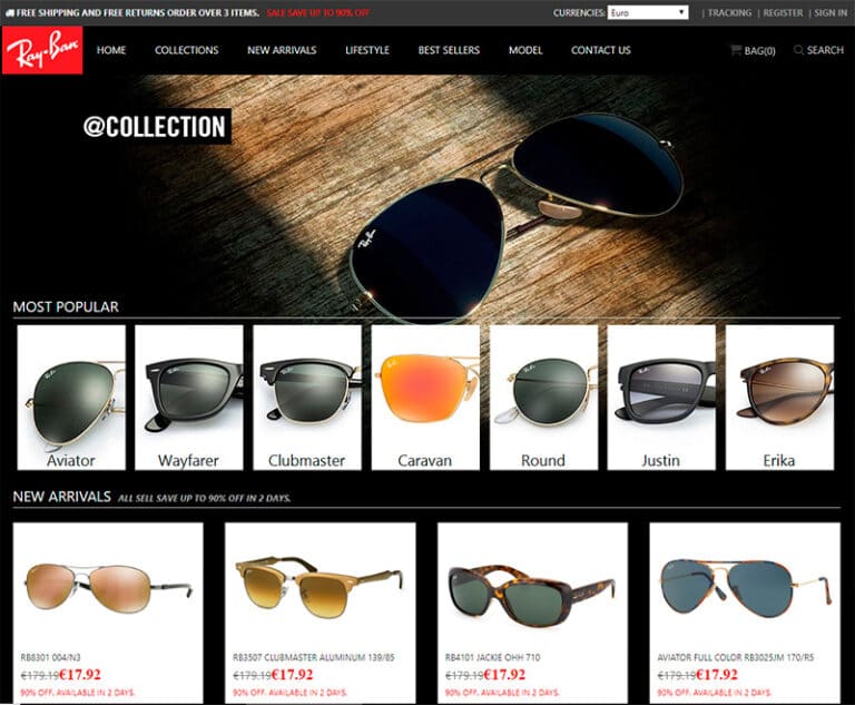 rbeous.com questionable online store Ray-Ban