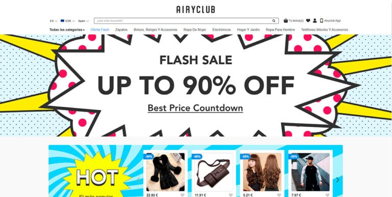 airyclub.com fake multi-product online shop