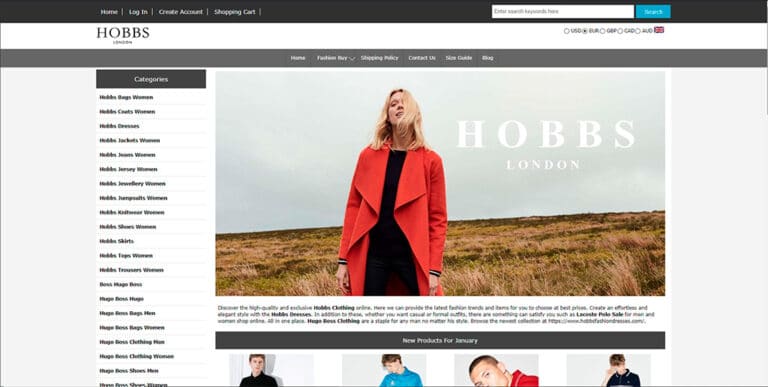 hobbsfashiondresses.com Hobbs fake fashion online shop