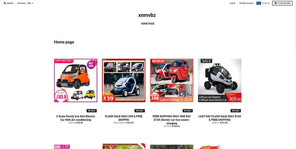 Xnmvbz.myshopify.com Tienda Online Dudosa Vehiculos Electricos