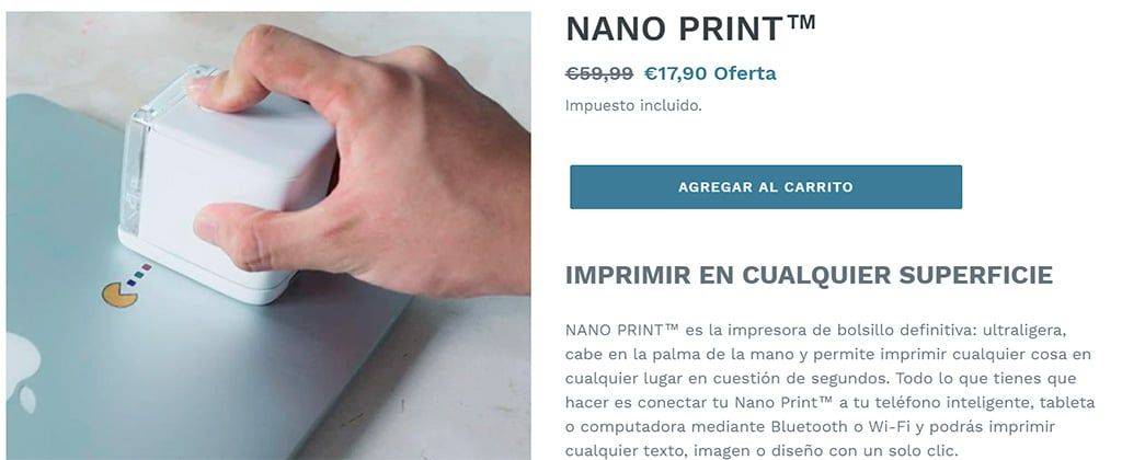Print-Nano.com Tienda Online Dudosa Impresora Bolsillo