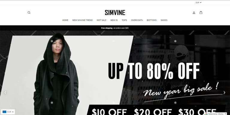 simvine.com fake online fashion shop