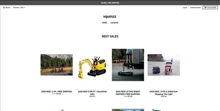 vqumzz.myshopify.com fake multi-product online shop