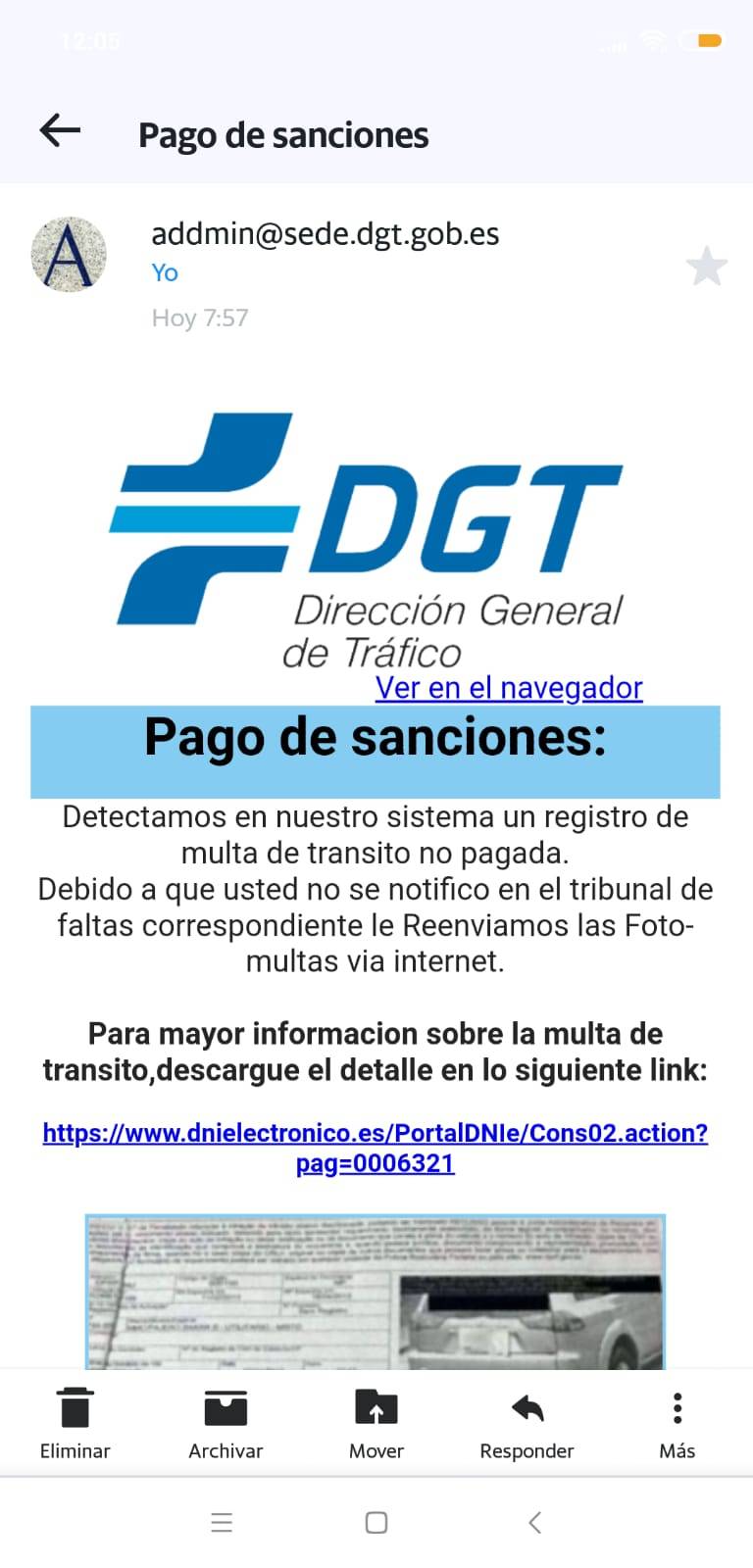 Correo falso con una multa de la DGT - No caigas - Fakes, tiendas ...