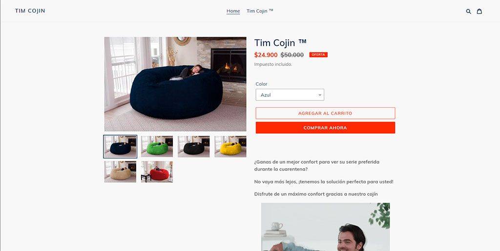 Timcojin.com Tienda Online Dudosa Cojin Gigante
