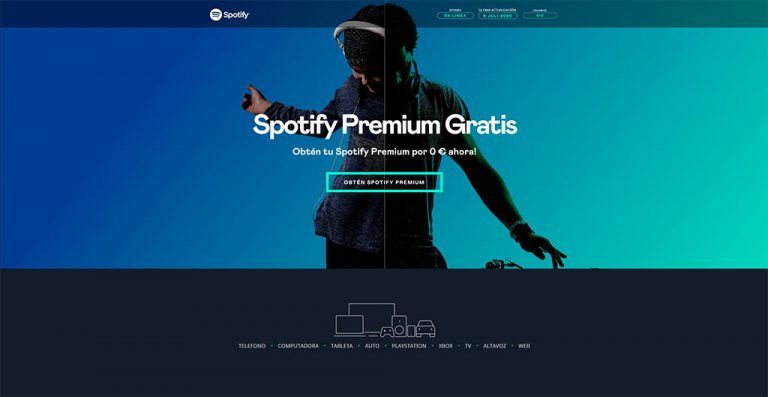 spotify-espana.com web falsa para mejorar tu cuenta de spotify