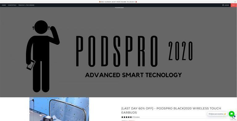 podspro2020.com fake wireless headphones online shop