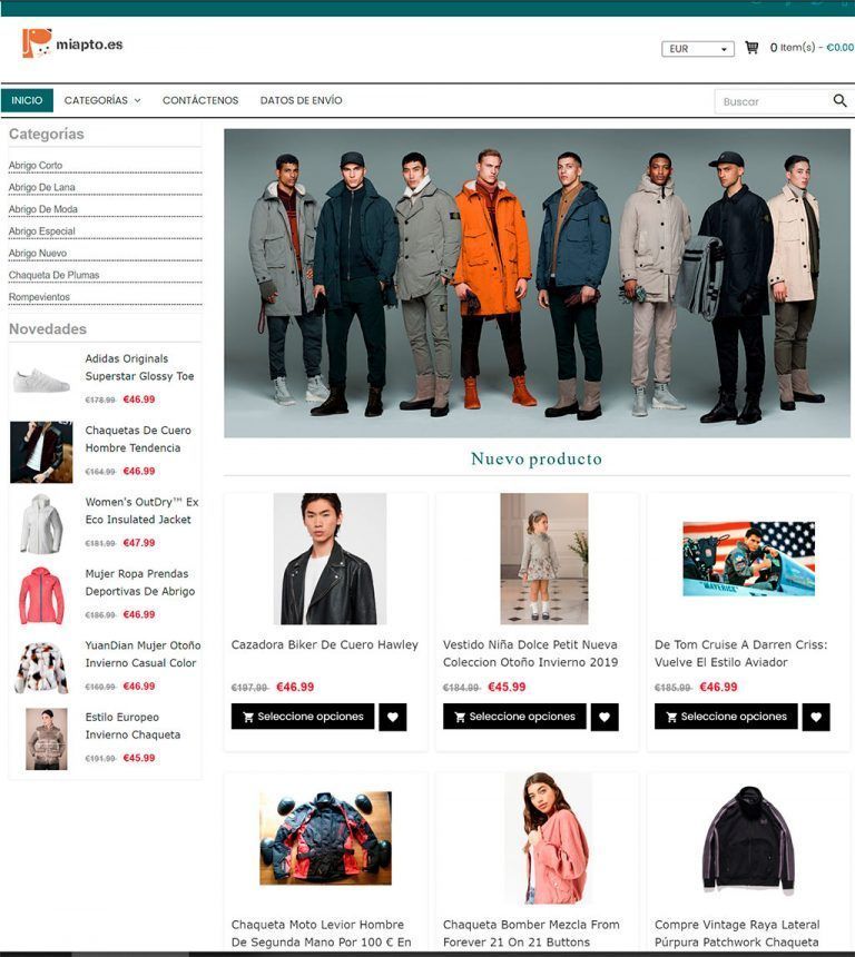 miapto.es questionable online store for coats and jackets