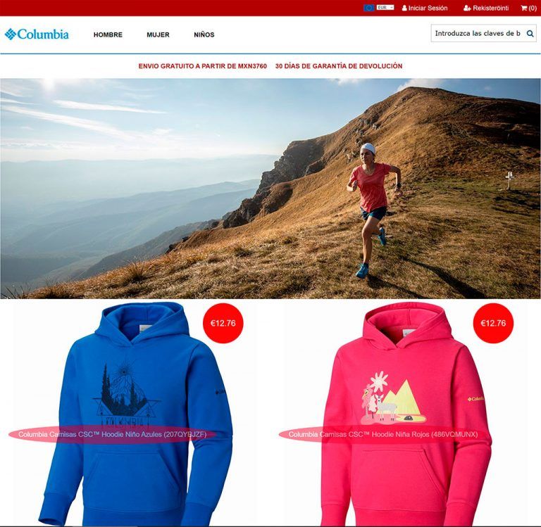 tiendacolumbiasmexico.com fake Columbia online shop