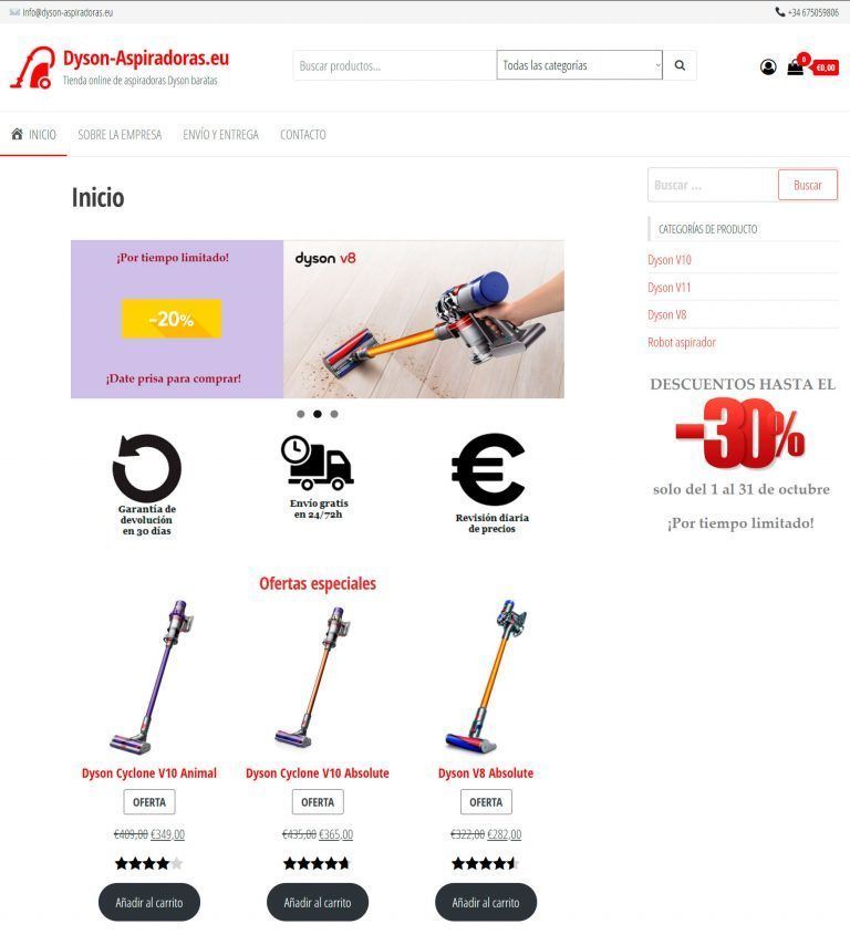 dyson-aspiradoras.eu questionable online store Dyson hoovers