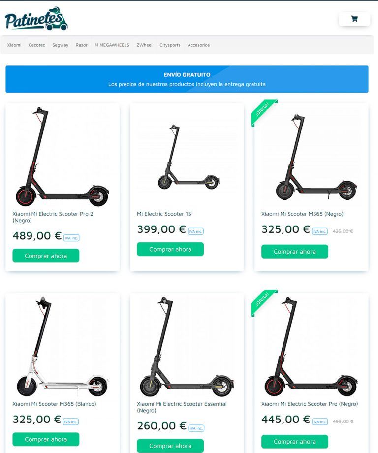 patinetes.world tienda dudosa patinetes eléctricos