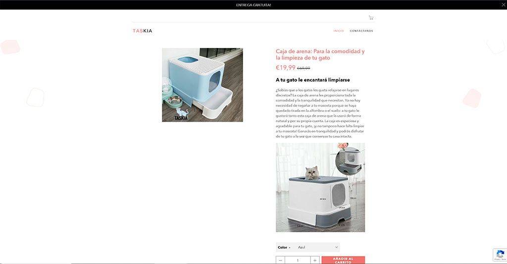 taskia-store.com tienda dudosa caja de arena para gatos