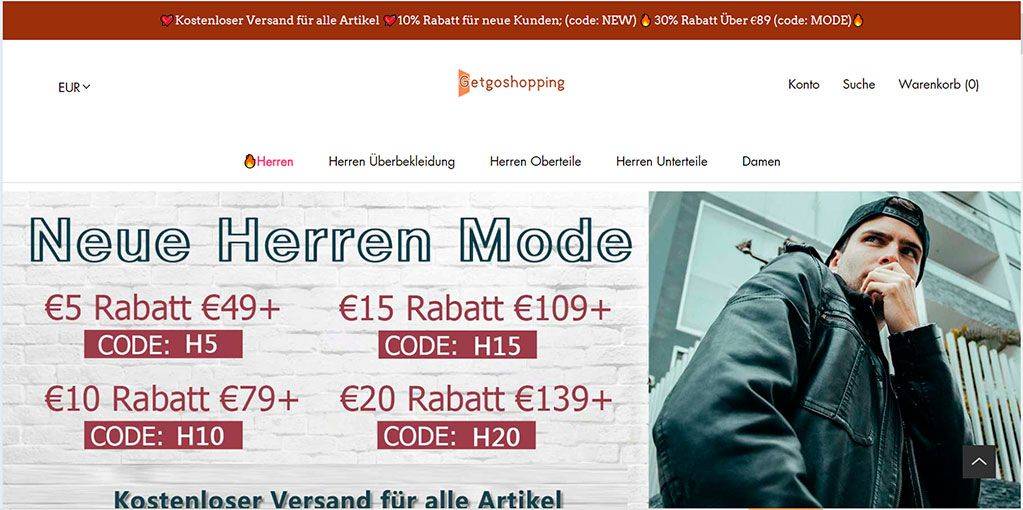 Getgoshopping.com Tienda Online Dudosa Moda Hombre