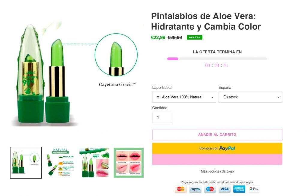 Cayetanagracia.com Online Shop Fake Aloe Vera Lipsticks