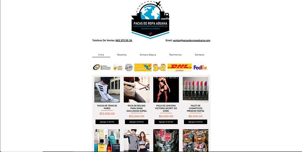 Pacasderopaaduana.com Tienda Online Dudosa De Venta Por Cantidad