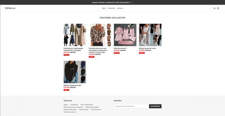 weralla.com dubious fashion online shop