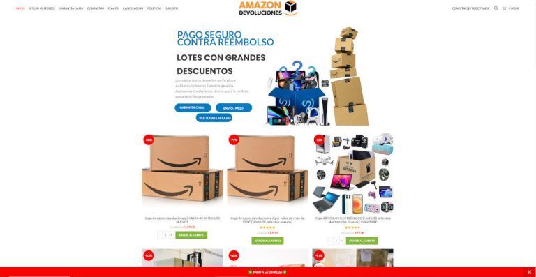 amazoncajas.com tienda online dudosa devoluciones Amazon