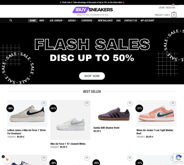 ibuysneakers.shop Tienda online dudosa Sneakers