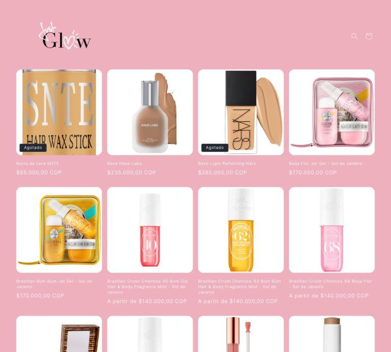 justglowcol.com Tienda online dudosa productos maquillaje